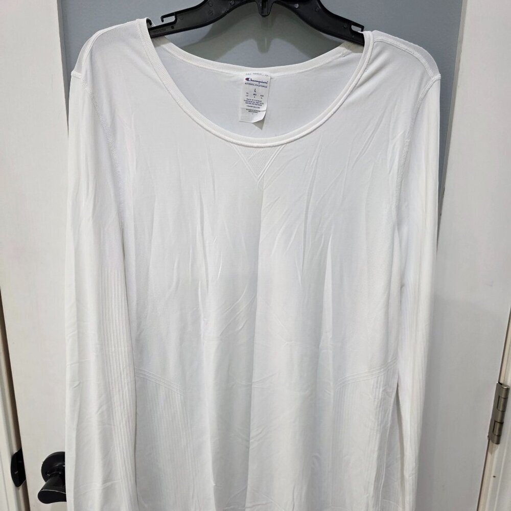 Champion White Long Sleeve‎ Shirt with Thumb Holes Size L